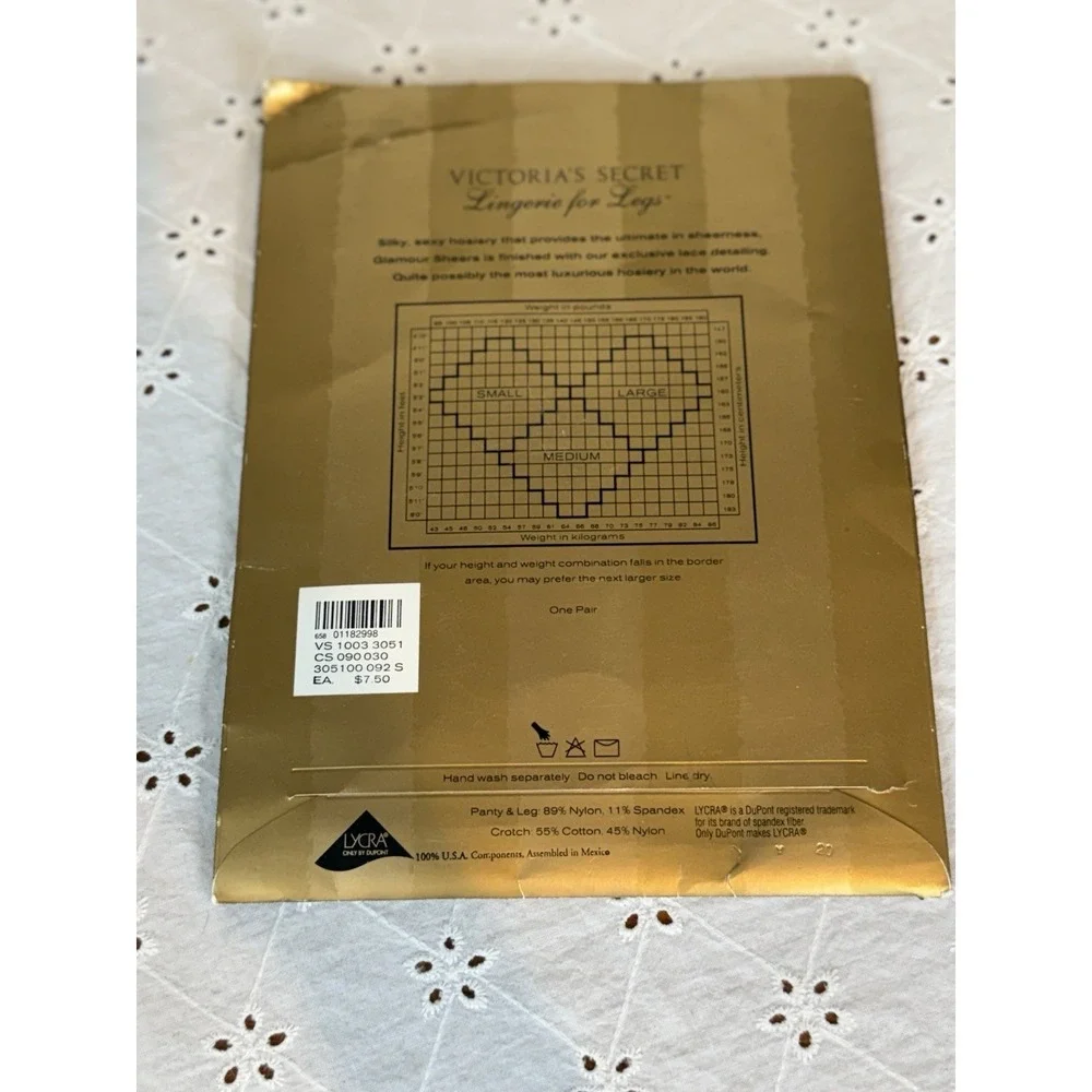 Victoria Secret Glamour Sheers LACE‎ HIGH CUT PANTYHOSE Pure White Small